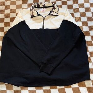 Black and Cream Quarter-Zip Pullover